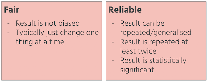 Examples of how to make a test fair and reliable.
