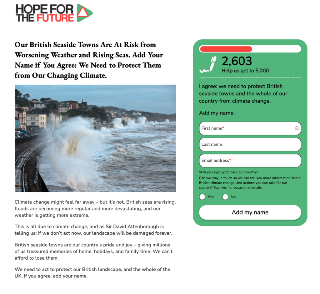 Hope for the Future Seaside towns handraiser
